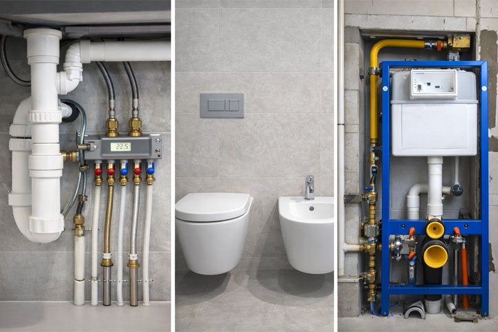 Instalacje sanitarne - instalacja wodno-kanalizacyjna, stelaż podtynkowy WC i przyłącza sanitarne