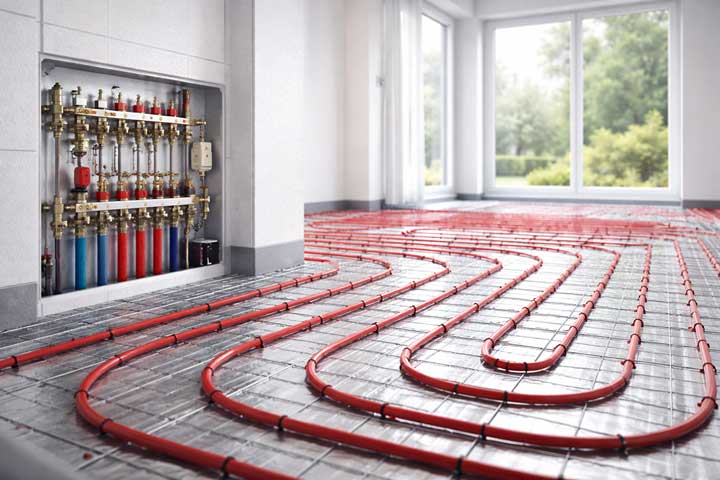 Ogrzewanie podłogowe wykonane w nowoczesnym domu jednorodzinnym